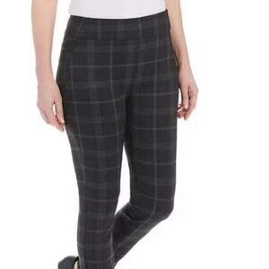 NWT Dalia Charcoal Plaid Trousers With Built In Tummy Control